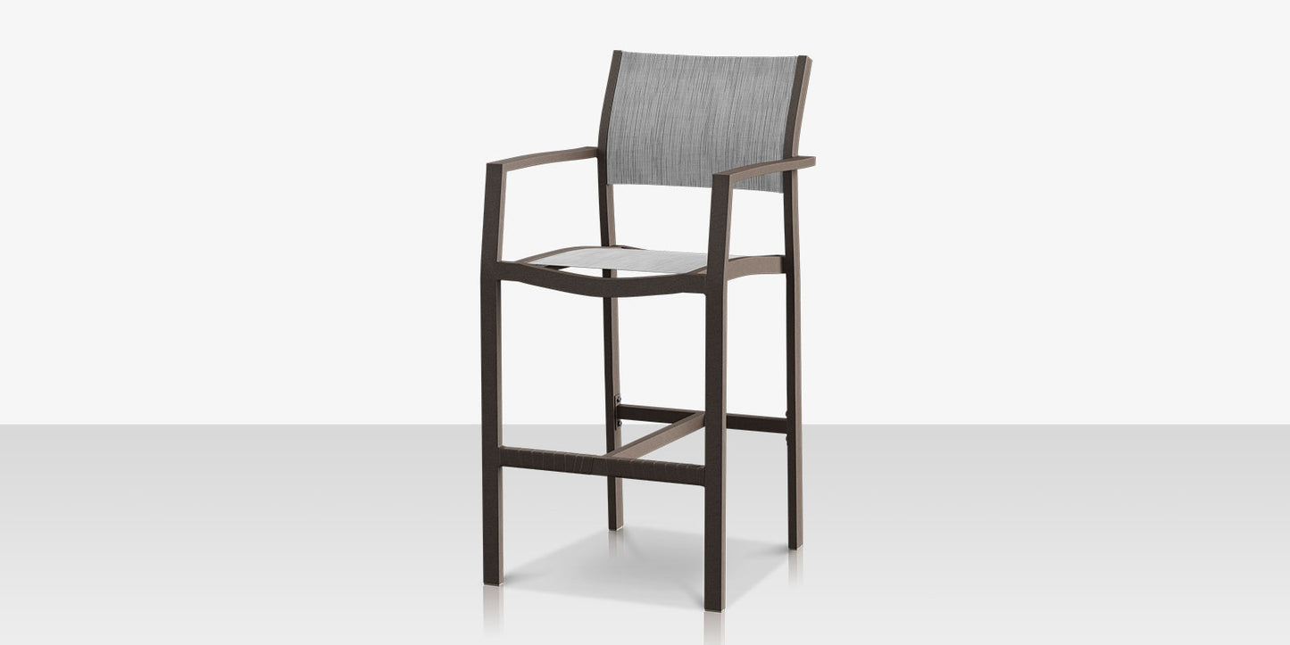 Fusion Bar Arm Chair - Tex Gray Frame / Metallica Platinum Sling by DecoScape (3001-173)