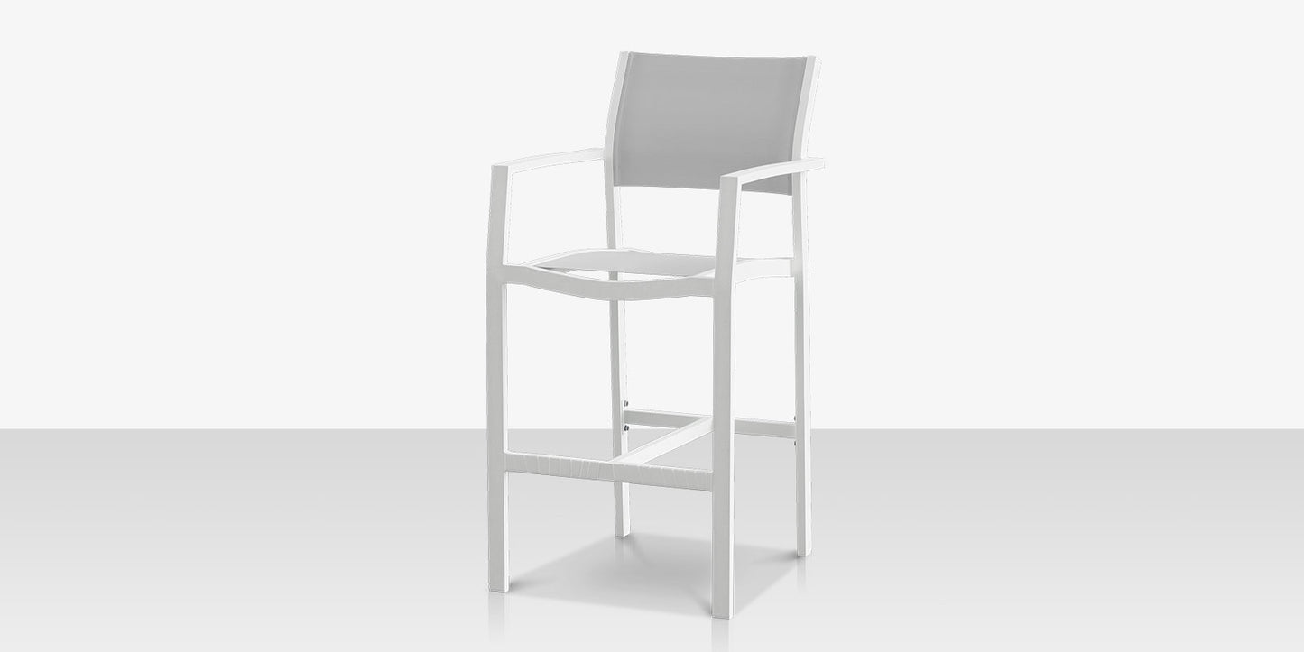 Fusion Bar Arm Chair - Tex White Frame / Cloud Gray Sling by DecoScape (3001-173)