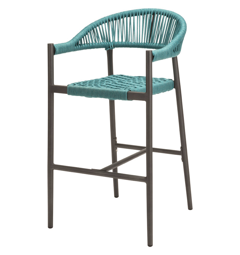 Skye Bar Arm Chair - Tex Gray Frame with Teal - Gray Durarope by DecoScape (3303-173)