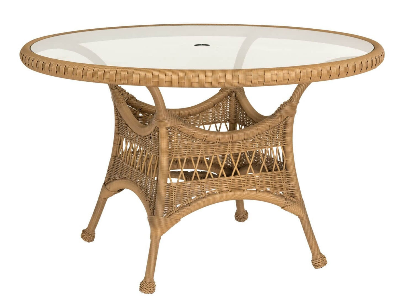 Woodard Sommerwind 48" Round Umbrella Table with Glass Top S596603 Table Woodard