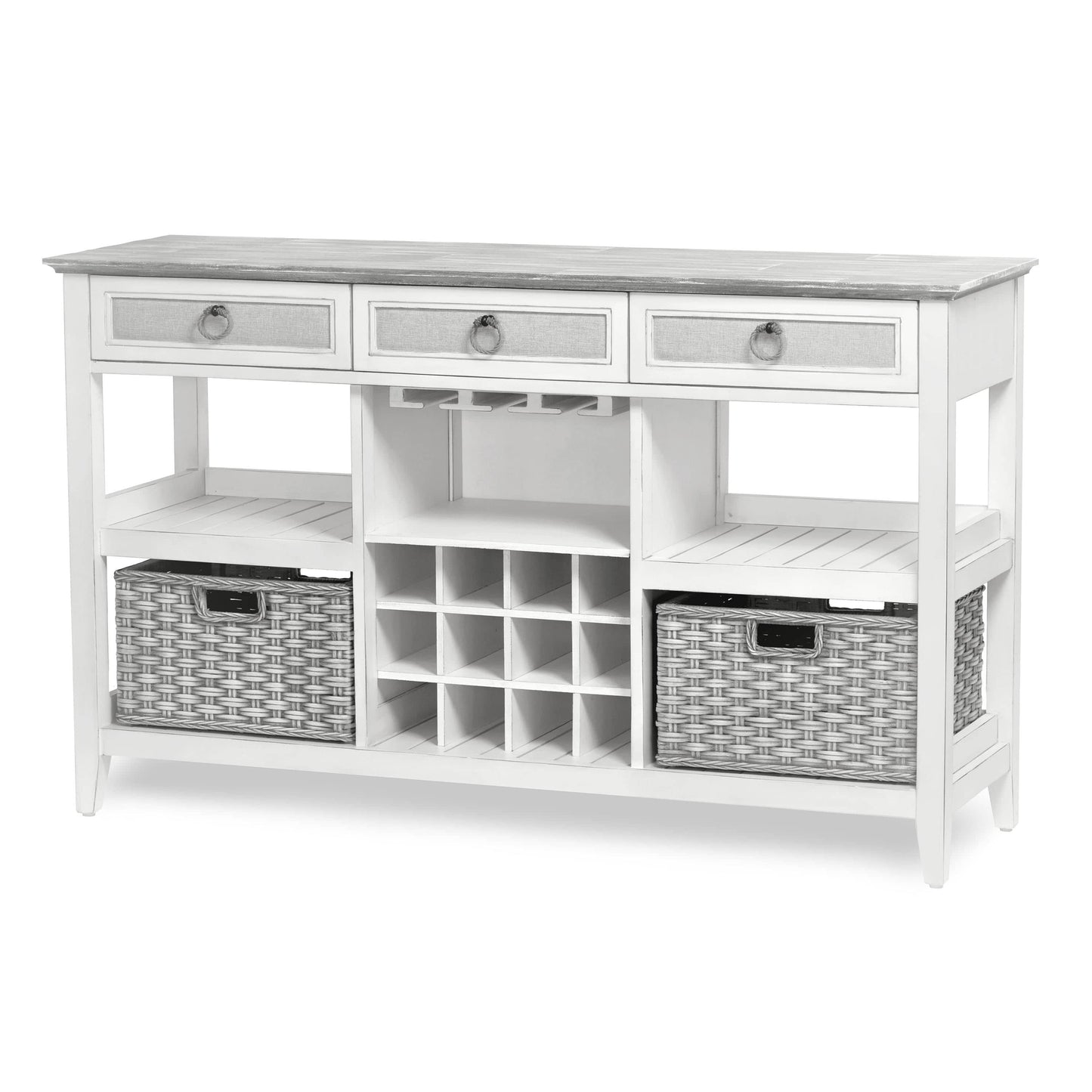 Sea Winds Trading Captiva Island Sideboard with Wine Rack with 2 Baskets B86327 Indoor Sea Winds Trading Co