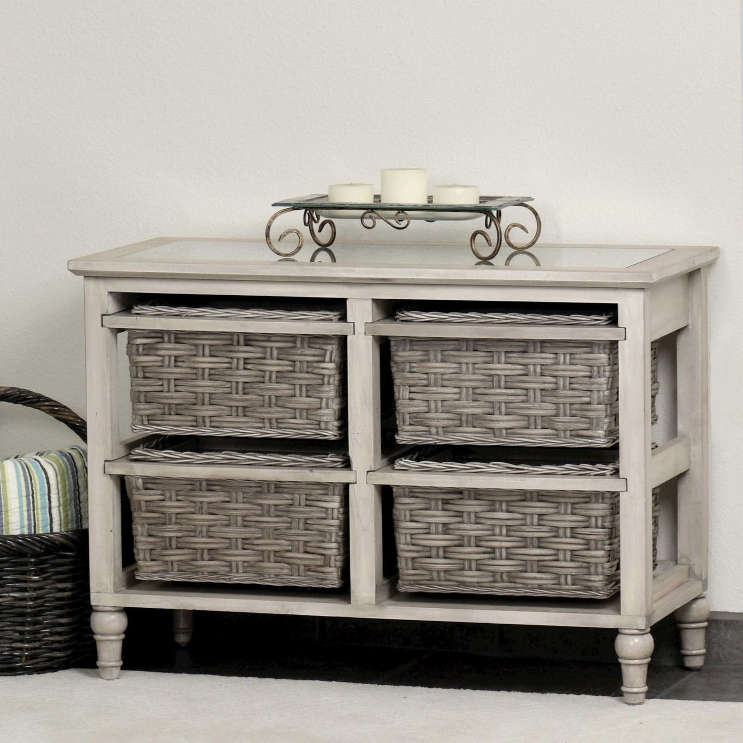 Sea Winds Trading Island Breeze 4-Basket Horizontal Storage Cabinet B59107