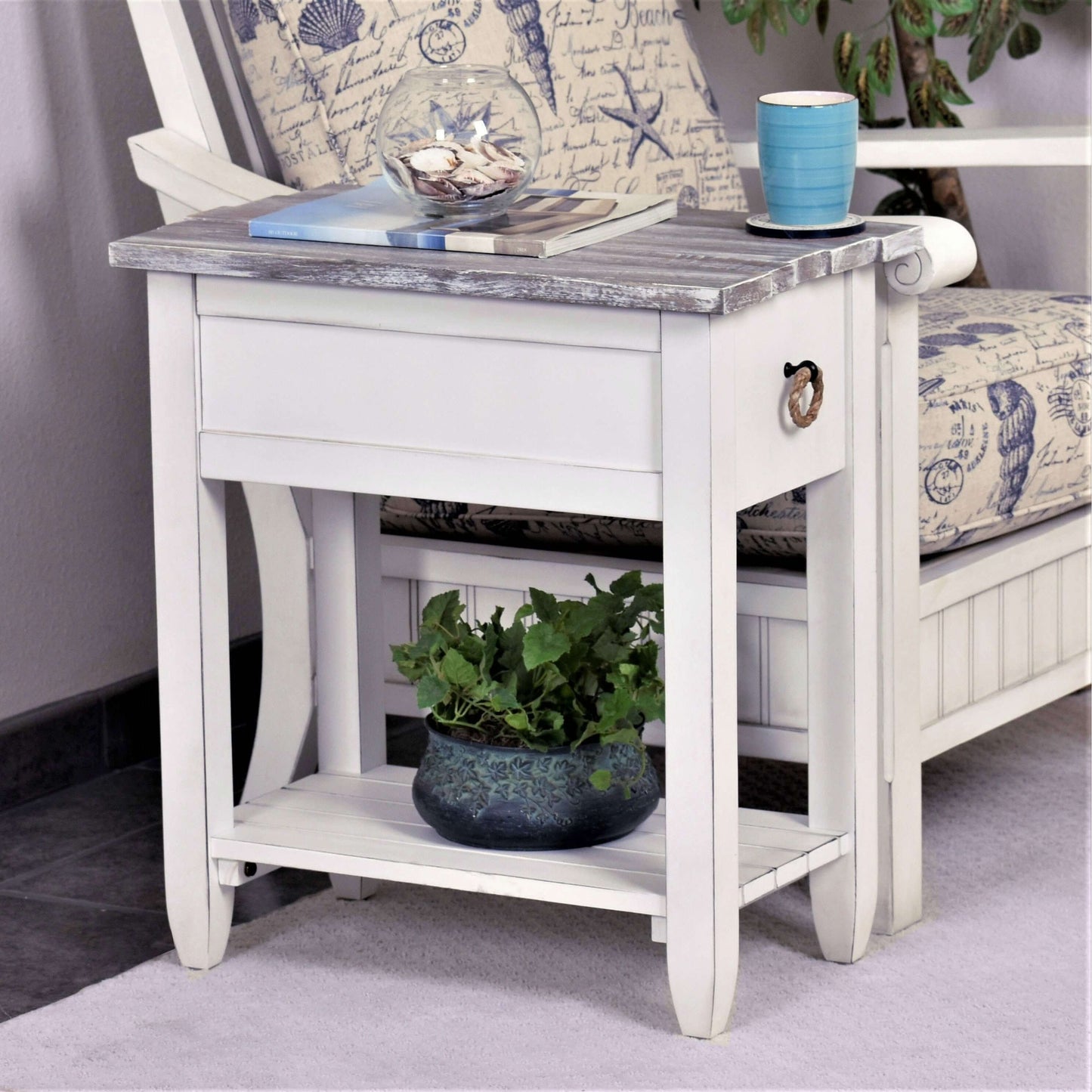Sea Winds Trading Picket Fence Chairside Table B78205 Indoor Sea Winds Trading Co