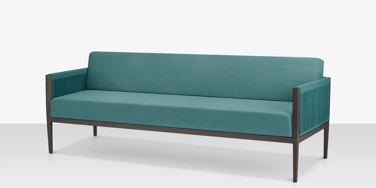 Skye Sofa - Tex Gray Frame / Teal Durarope by DecoScape (3303-103-TXG-TGR)