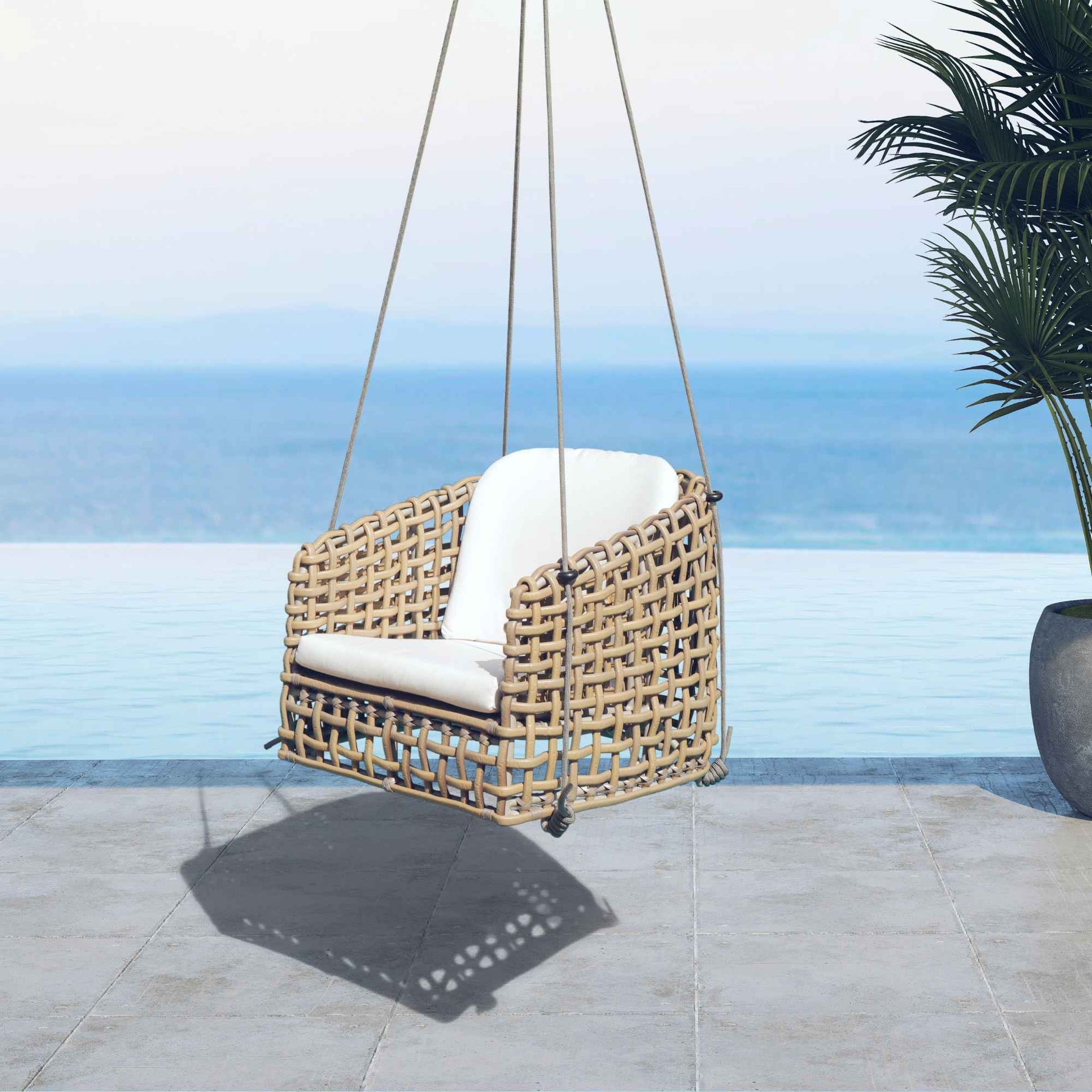 Horizon 8FT Pergola with Lamp, Dynasty Hanging Chairs & Aluminum Table
