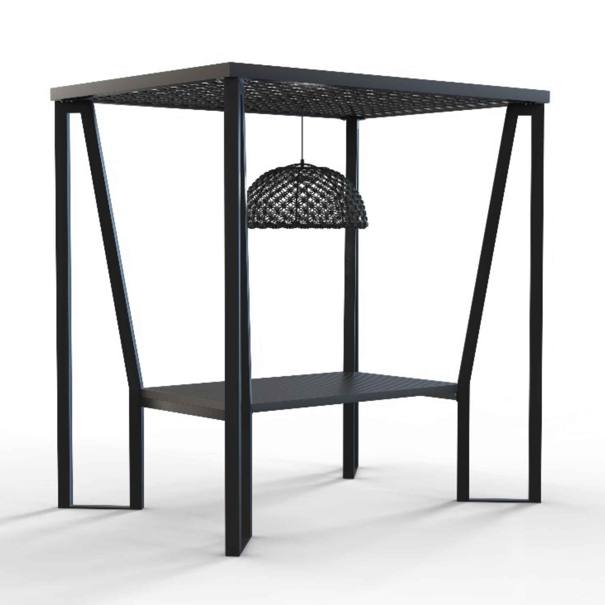 Horizon 8FT Pergola with Lamp, Dynasty Hanging Chairs & Aluminum Table