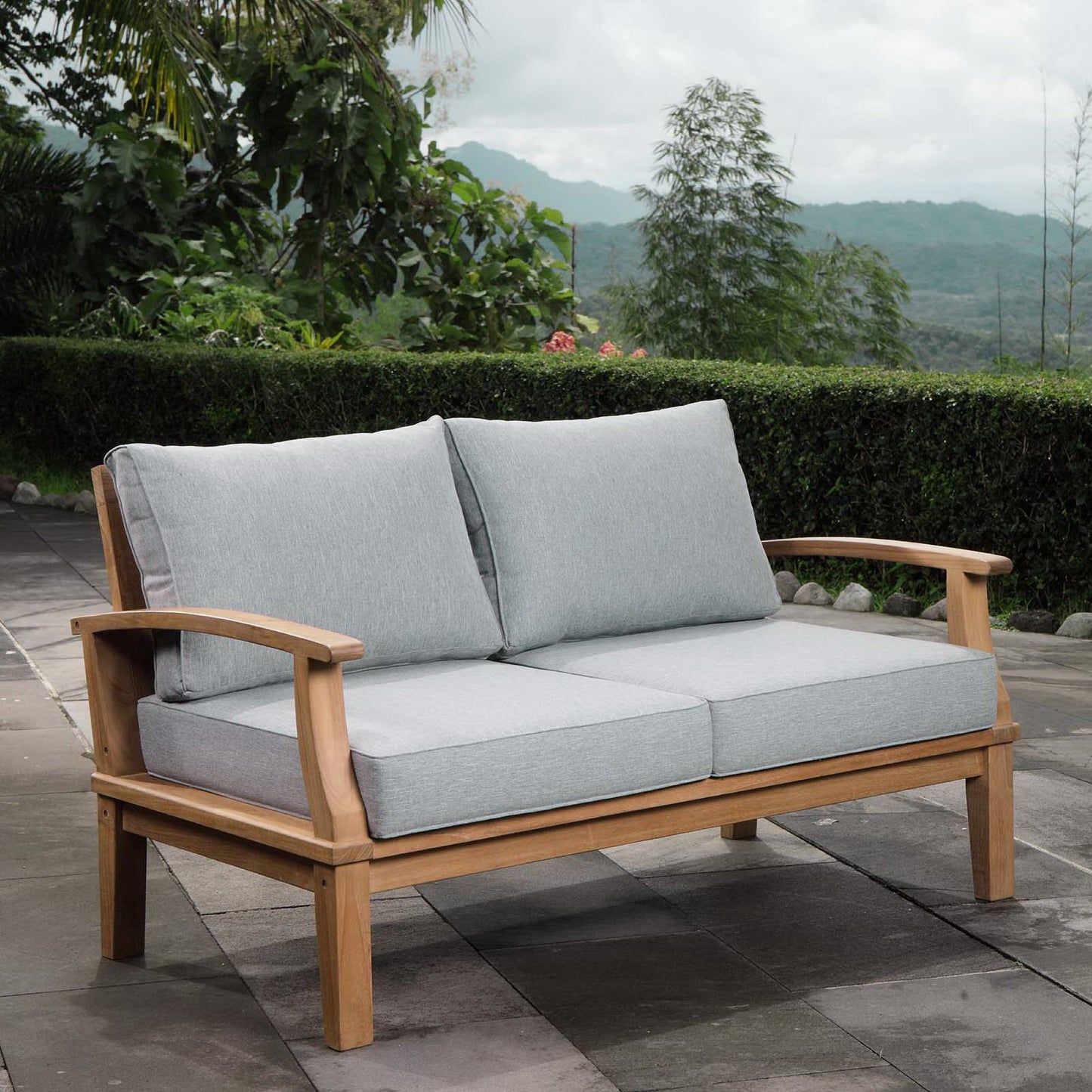 Marina Outdoor Patio Teak Loveseat in Natural Gray by Modway (1144)