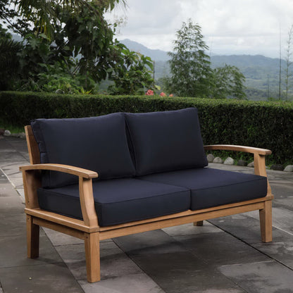 Marina Outdoor Patio Teak Loveseat in Natural Navy by Modway (1144)