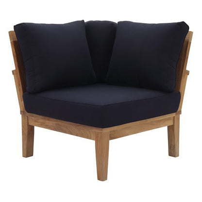 Marina Outdoor Patio Teak Armless Corner Sofa in Natural Navy by Modway (1146)