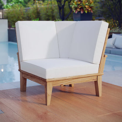 Marina Outdoor Patio Teak Armless Corner Sofa in Natural White by Modway (1146)