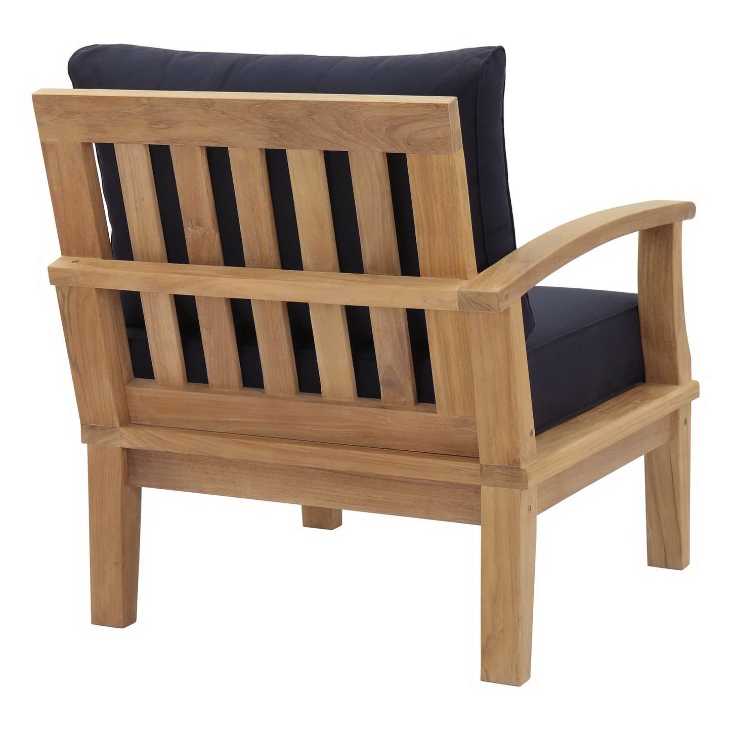 Marina Outdoor Patio Teak RAF Sofa Chair in Natural Navy by Modway (1148)