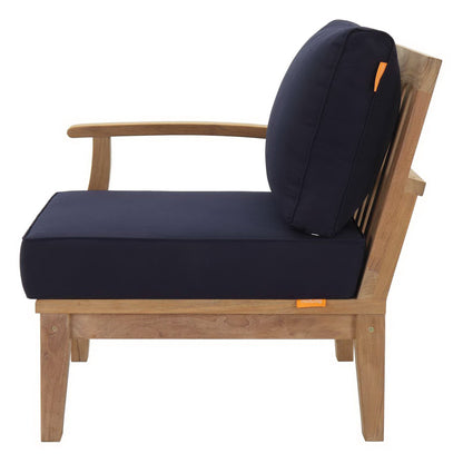 Marina Outdoor Patio Teak RAF Sofa Chair in Natural Navy by Modway (1148)