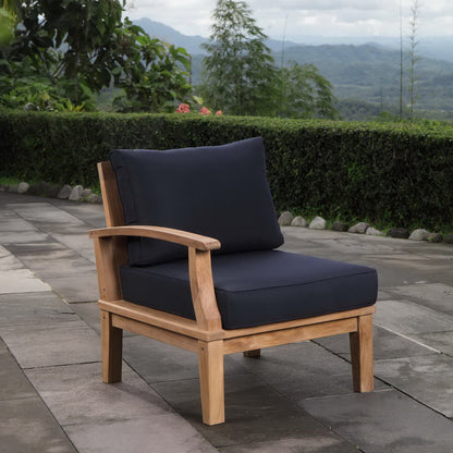 Marina Outdoor Patio Teak RAF Sofa Chair in Natural Navy by Modway (1148)