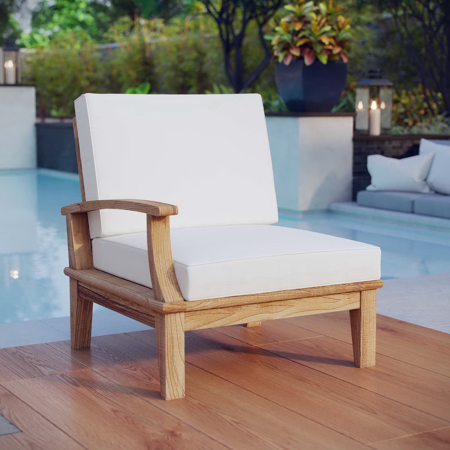 Marina Outdoor Patio Teak Sofa in Natural White by Modway (1148)