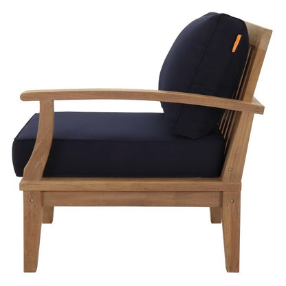 Marina Outdoor Patio Teak LAF Sofa Chair in Natural Navy by Modway (1149)
