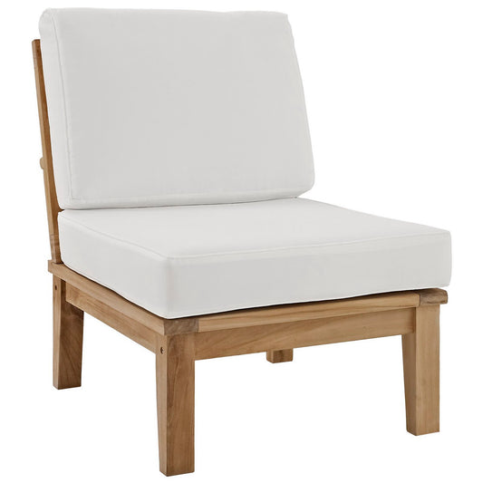 Marina Outdoor Patio Teak Armless Sofa Chair in Natural White by Modway (1150)