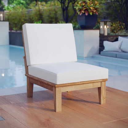 Marina Outdoor Patio Teak Armless Sofa Chair in Natural White by Modway (1150)