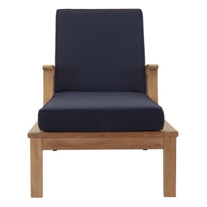 Marina Outdoor Patio Teak Chaise Lounge in Natural Navy by Modway (1151)