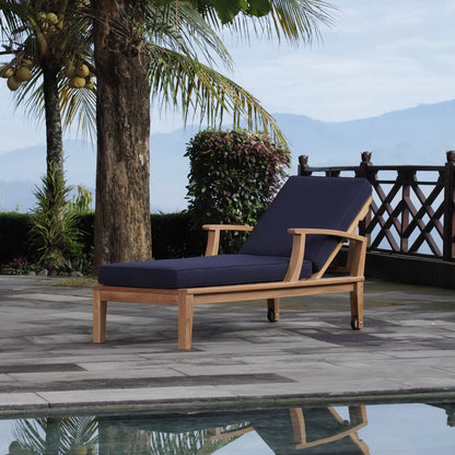 Marina Outdoor Patio Teak Chaise Lounge in Natural Navy by Modway (1151)