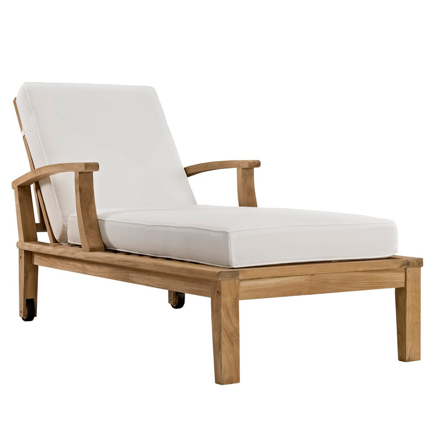 Marina Outdoor Patio Teak Chaise Lounge in Natural White by Modway (1151)