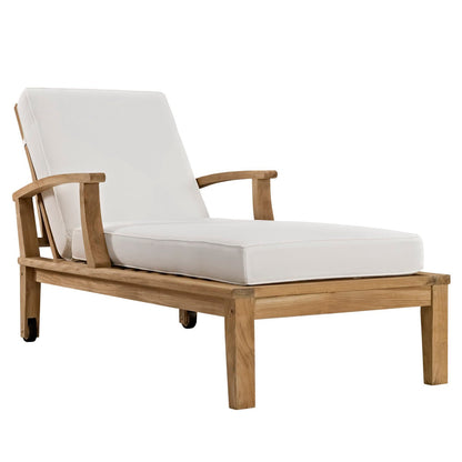 Marina Outdoor Patio Teak Chaise Lounge in Natural White by Modway (1151)