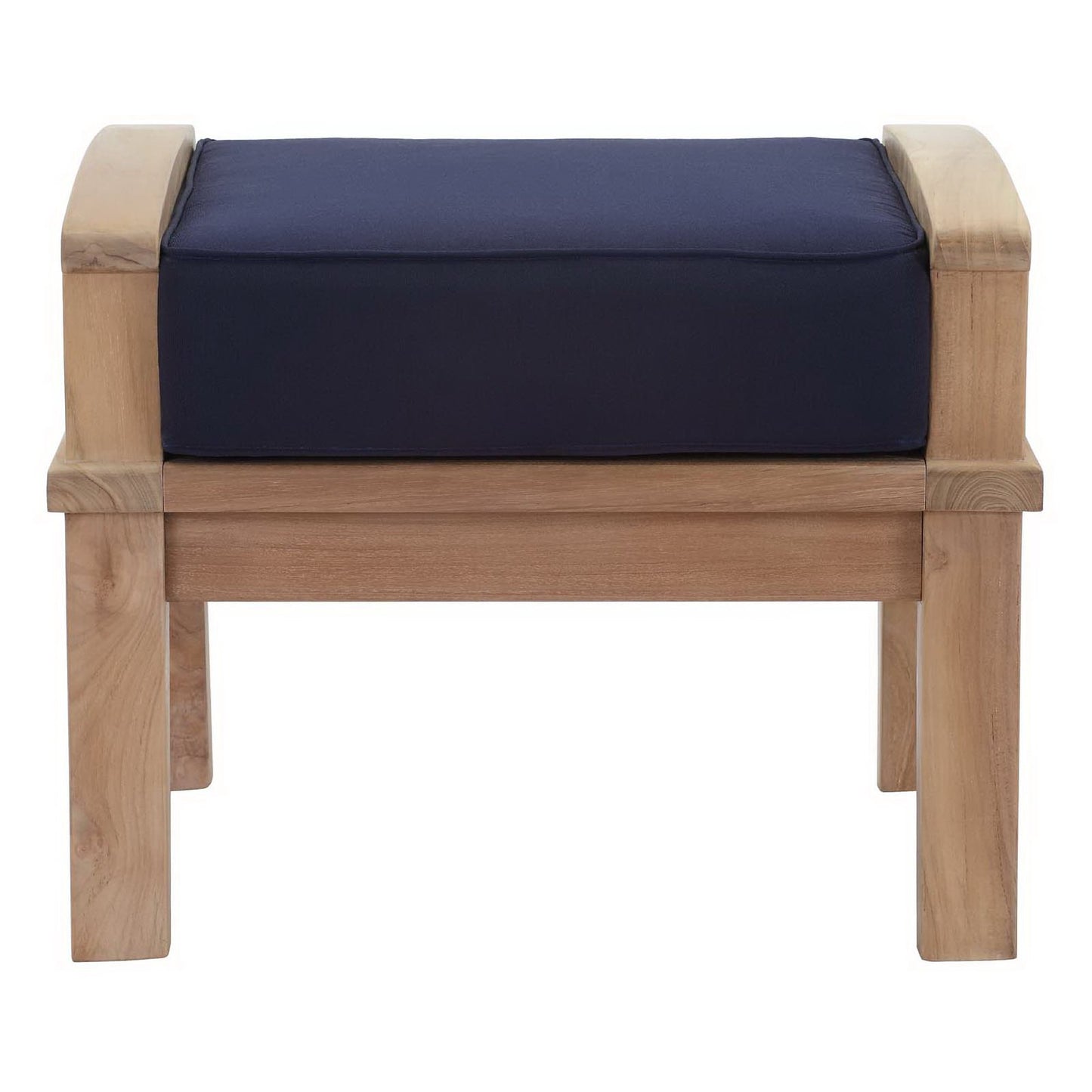Marina Outdoor Patio Teak Ottoman in Natural Navy by Modway (1152)