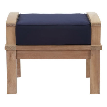 Marina Outdoor Patio Teak Ottoman in Natural Navy by Modway (1152)