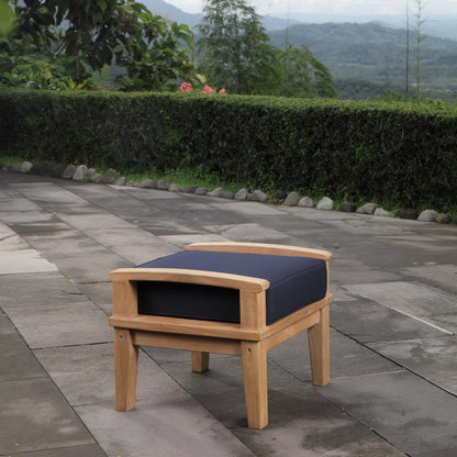 Marina Outdoor Patio Teak Ottoman in Natural Navy by Modway (1152)