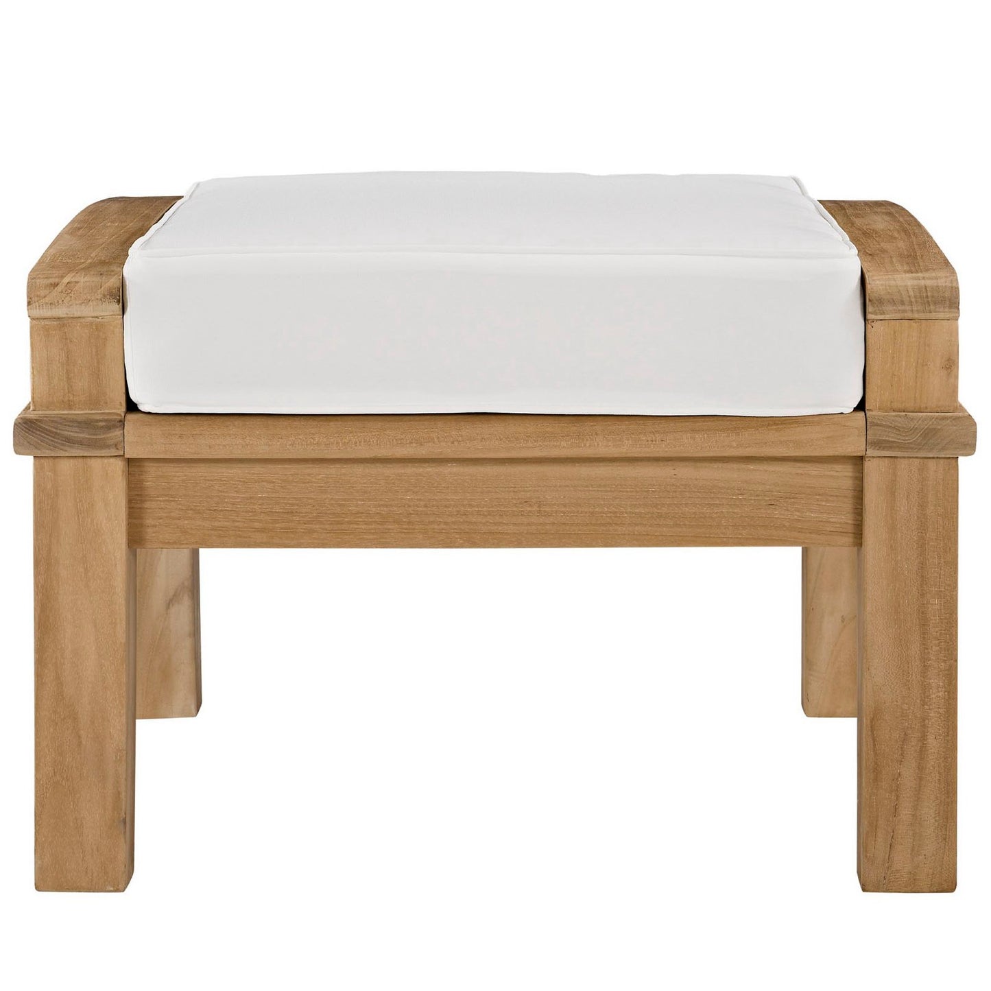 Marina Outdoor Patio Teak Ottoman in Natural White by Modway (1152)