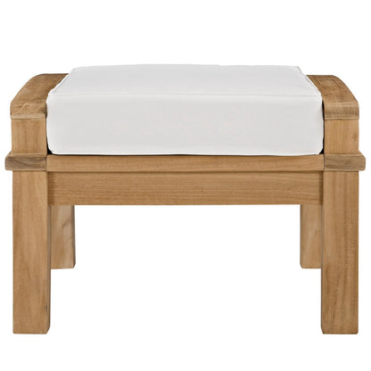 Marina Outdoor Patio Teak Ottoman in Natural White by Modway (1152)