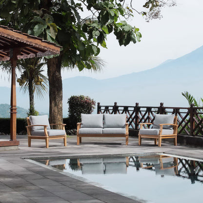 Marina 3 Piece Outdoor Patio Teak Conversation Set in Natural Gray by Modway