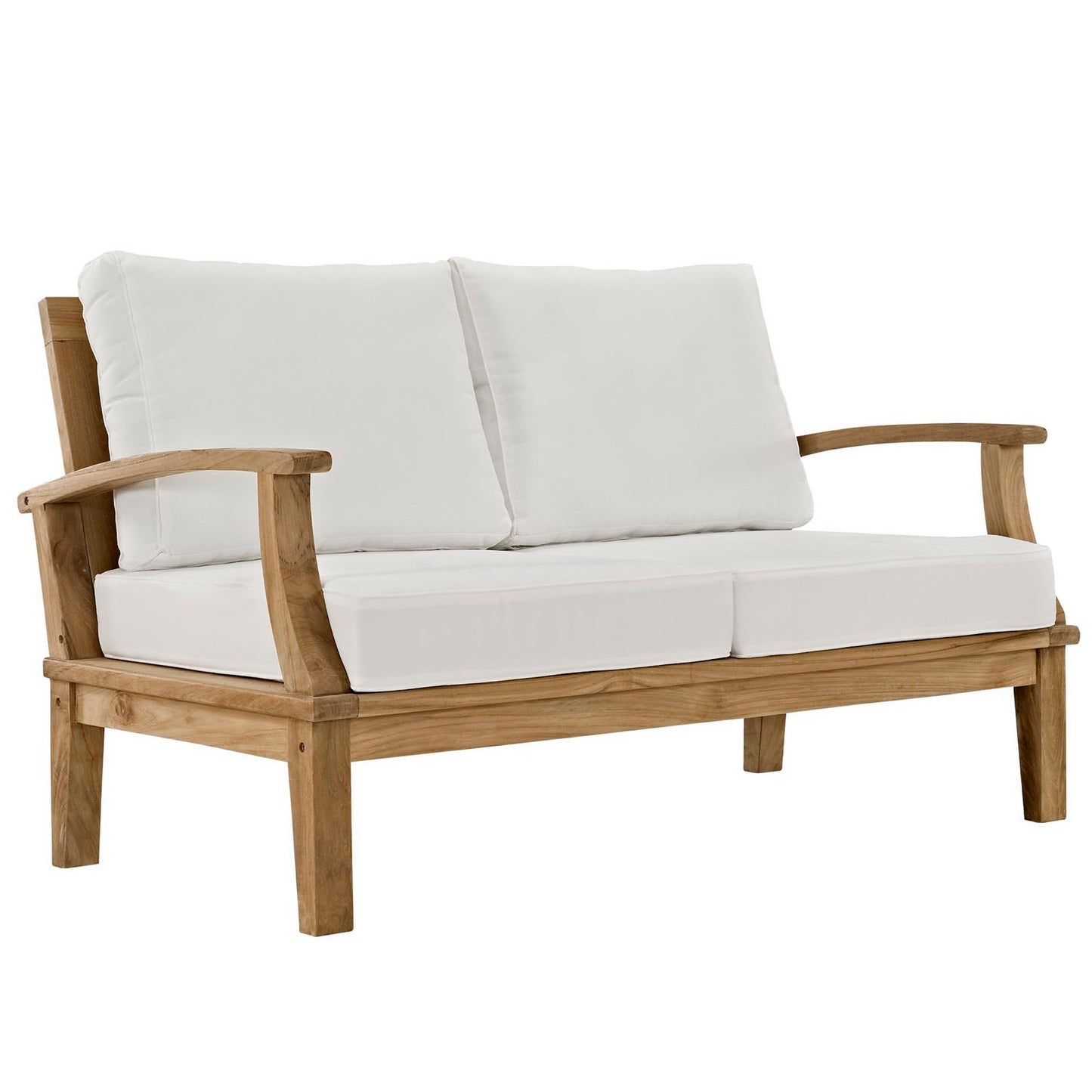 Marina 3 Piece Outdoor Patio Teak Conversation Set in Natural White by Modway