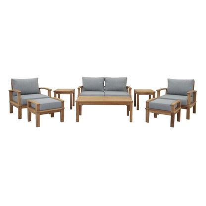 Marina 8-Piece Outdoor Patio Teak Set - Natural Gray by Modway