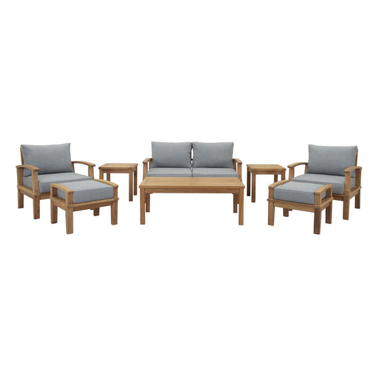 Marina 8-Piece Outdoor Patio Teak Set - Natural Gray by Modway