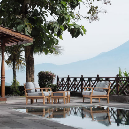 Marina 5 Piece Outdoor Patio Teak Furniture Set in Natural Gray by Modway