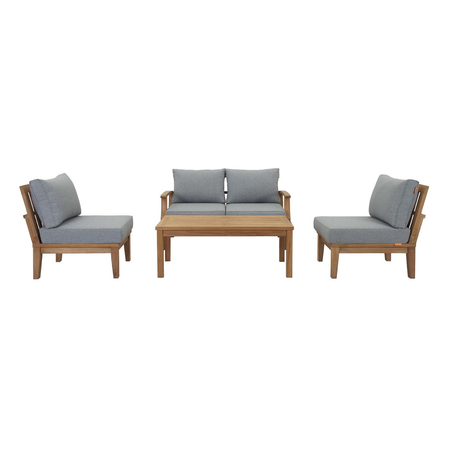 Marina 5 Piece Outdoor Patio Teak Sectional Sofa Set in Natural Gray by Modway