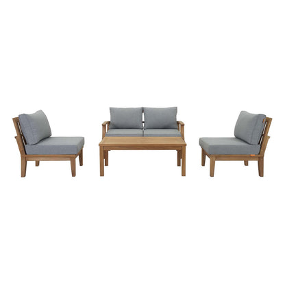 Marina 5 Piece Outdoor Patio Teak Sectional Sofa Set in Natural Gray by Modway