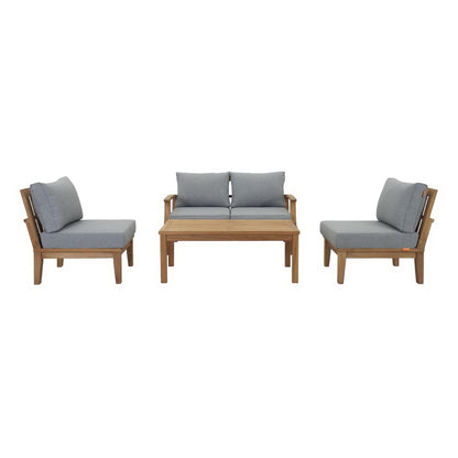 Marina 5 Piece Outdoor Patio Teak Sectional Sofa Set in Natural Gray by Modway
