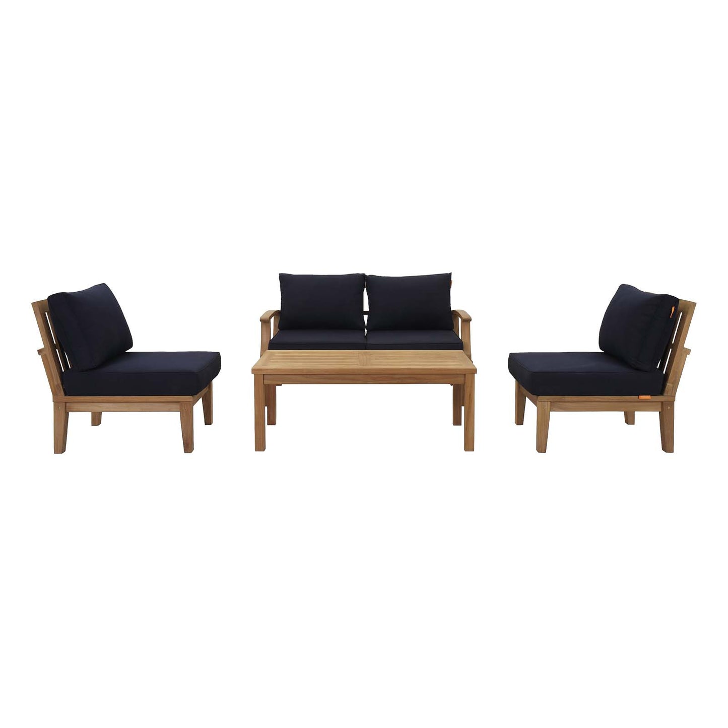 Marina 5 Piece Outdoor Patio Teak Sectional Sofa Set in Natural Navy by Modway