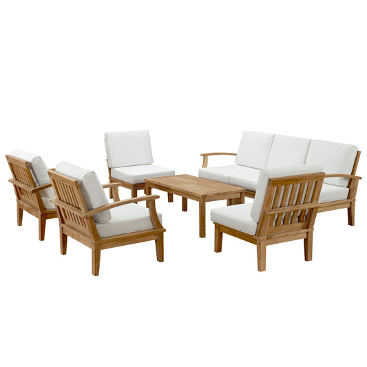Marina 8 Piece Outdoor Patio Teak Set in Natural White by Modway