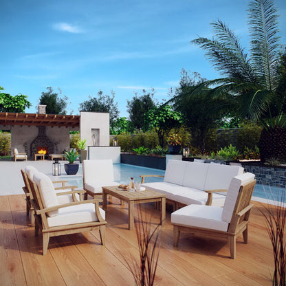 Marina 6 Piece Outdoor Patio Teak Set in Natural Gray by Modway