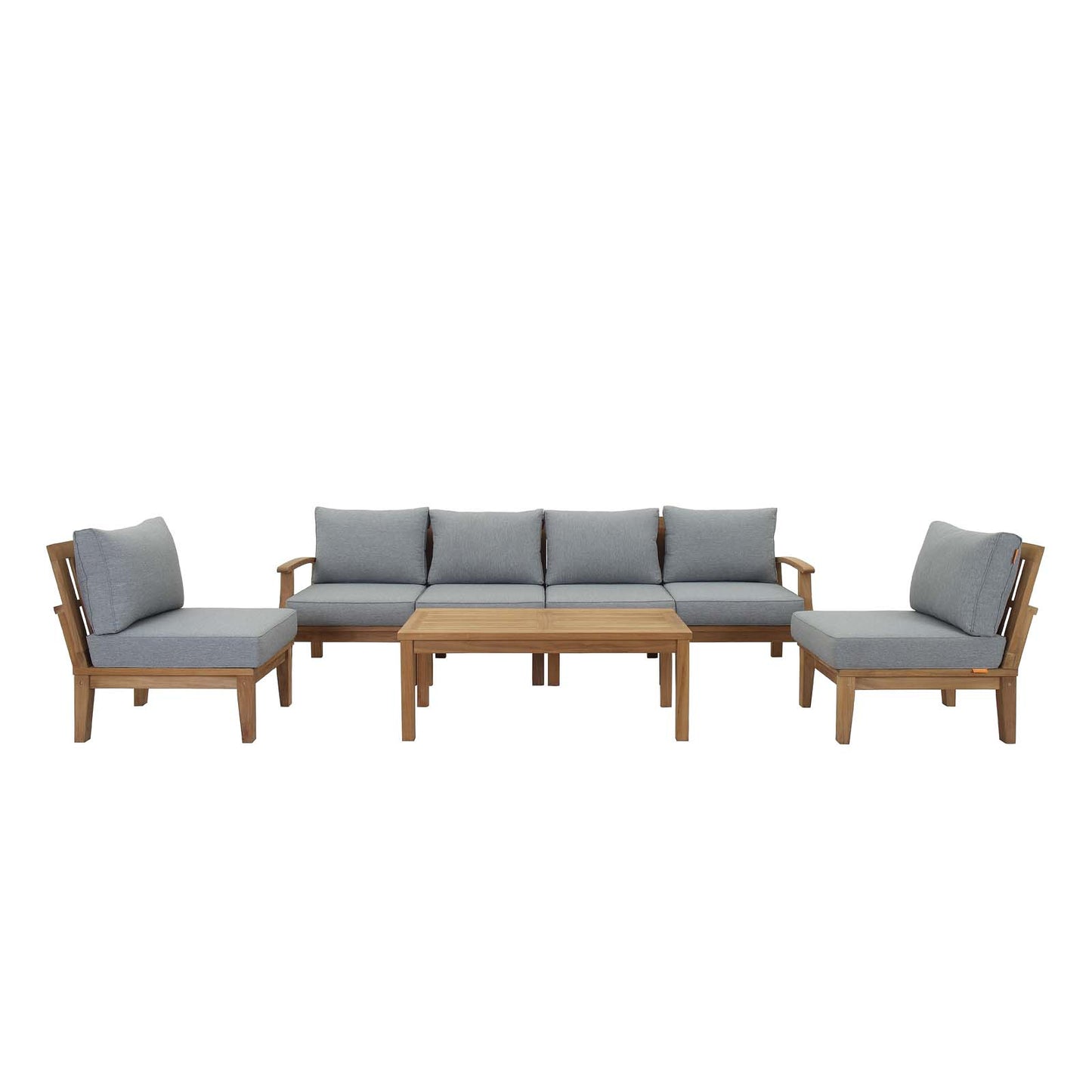 Marina 7 Piece Outdoor Patio Teak Sectional Sofa Set in Natural Gray by Modway