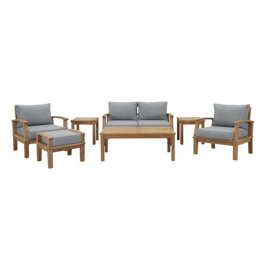 Marina 7 Piece Outdoor Patio Teak Furniture Set in Natural Gray by Modway