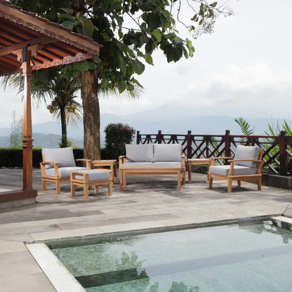 Marina 7 Piece Outdoor Patio Teak Furniture Set in Natural Gray by Modway