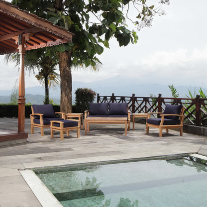 Marina 7 Piece Outdoor Patio Teak Furniture Set in Natural Navy by Modway