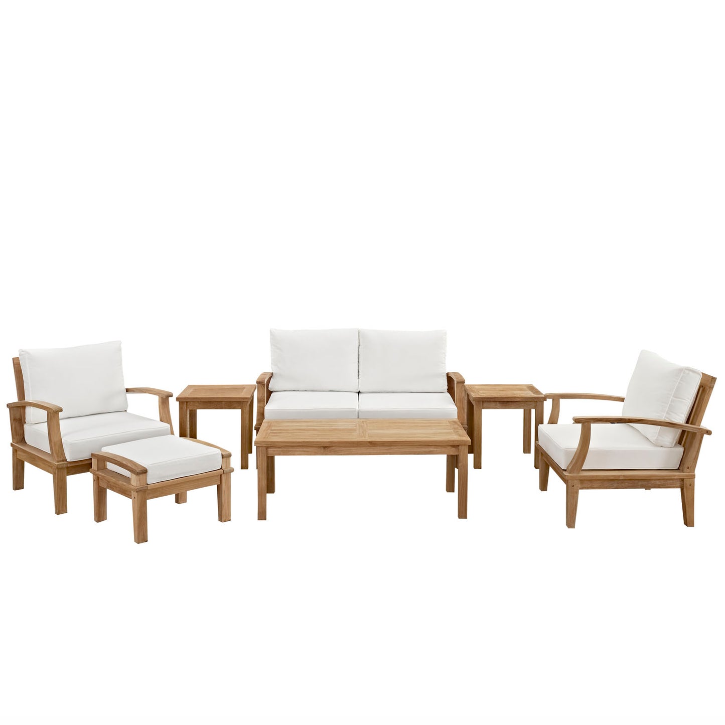 Marina 7 Piece Outdoor Patio Teak Furniture Set in Natural White by Modway