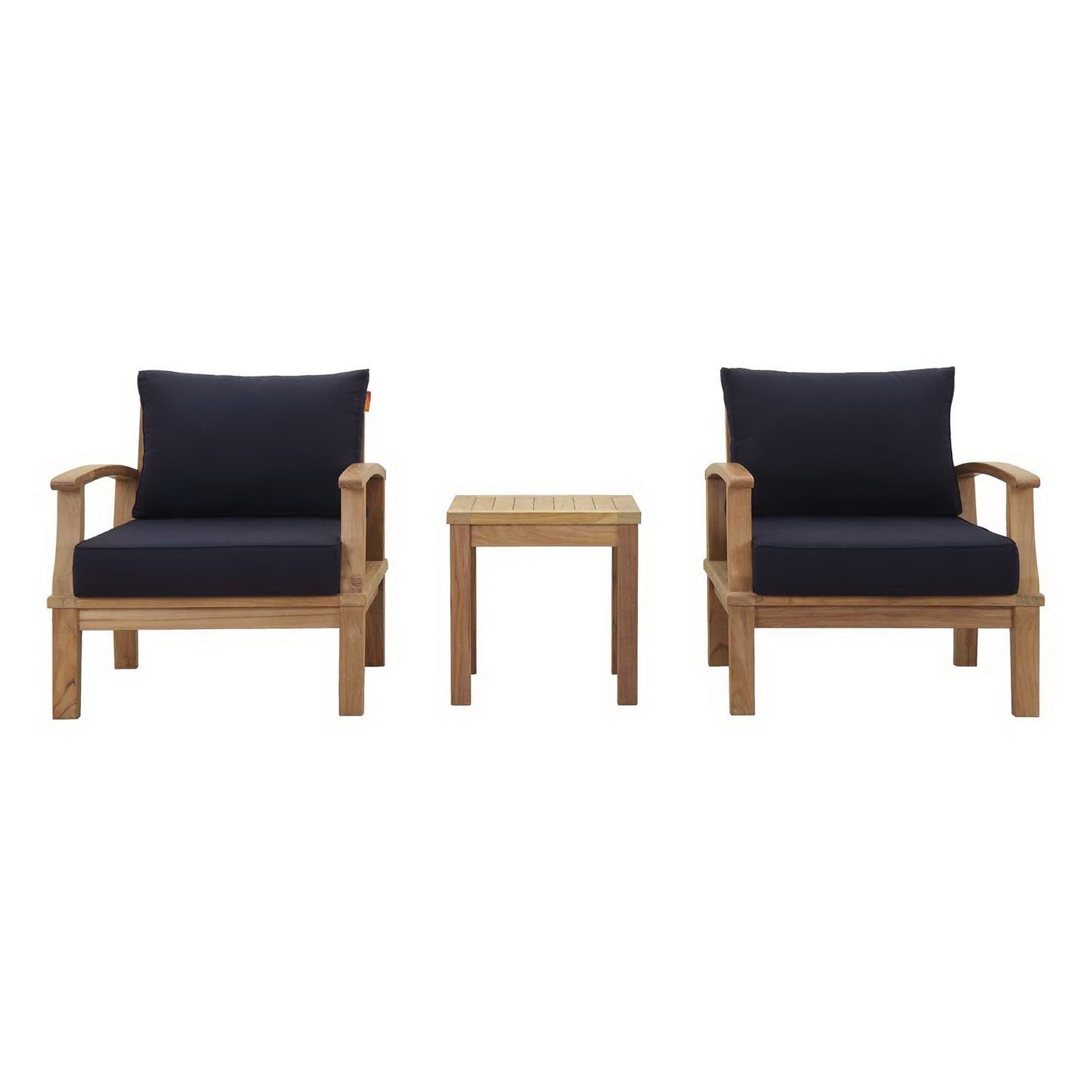 Marina 3 Piece Outdoor Patio Teak Furniture Set in Natural Navy by Modway (1487)
