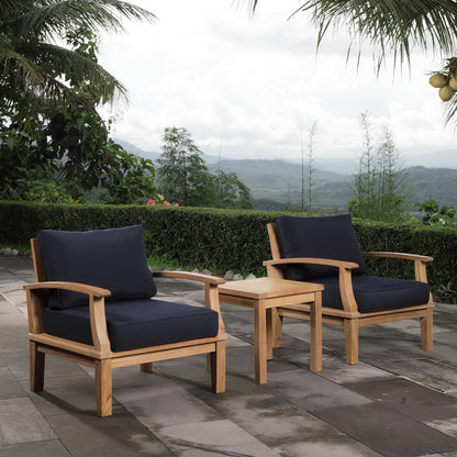 Marina 3 Piece Outdoor Patio Teak Furniture Set in Natural Navy by Modway (1487)