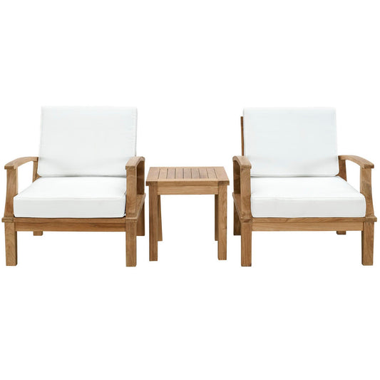 Marina 3 Piece Outdoor Patio Teak Furniture Set in Natural White by Modway (1487)