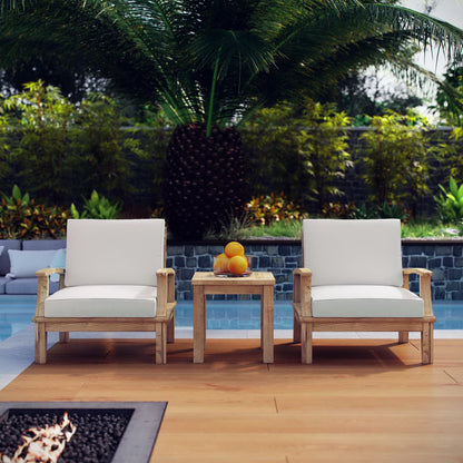 Marina 3 Piece Outdoor Patio Teak Furniture Set in Natural White by Modway (1487)